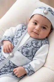 Tuğra Desenli Laci Gümüş Şehzade Erkek Bebek Mevlüt Tulumu 2