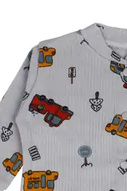 Erkek Bebek Gri Araba Baskılı 2'li Pijama Takımı 3
