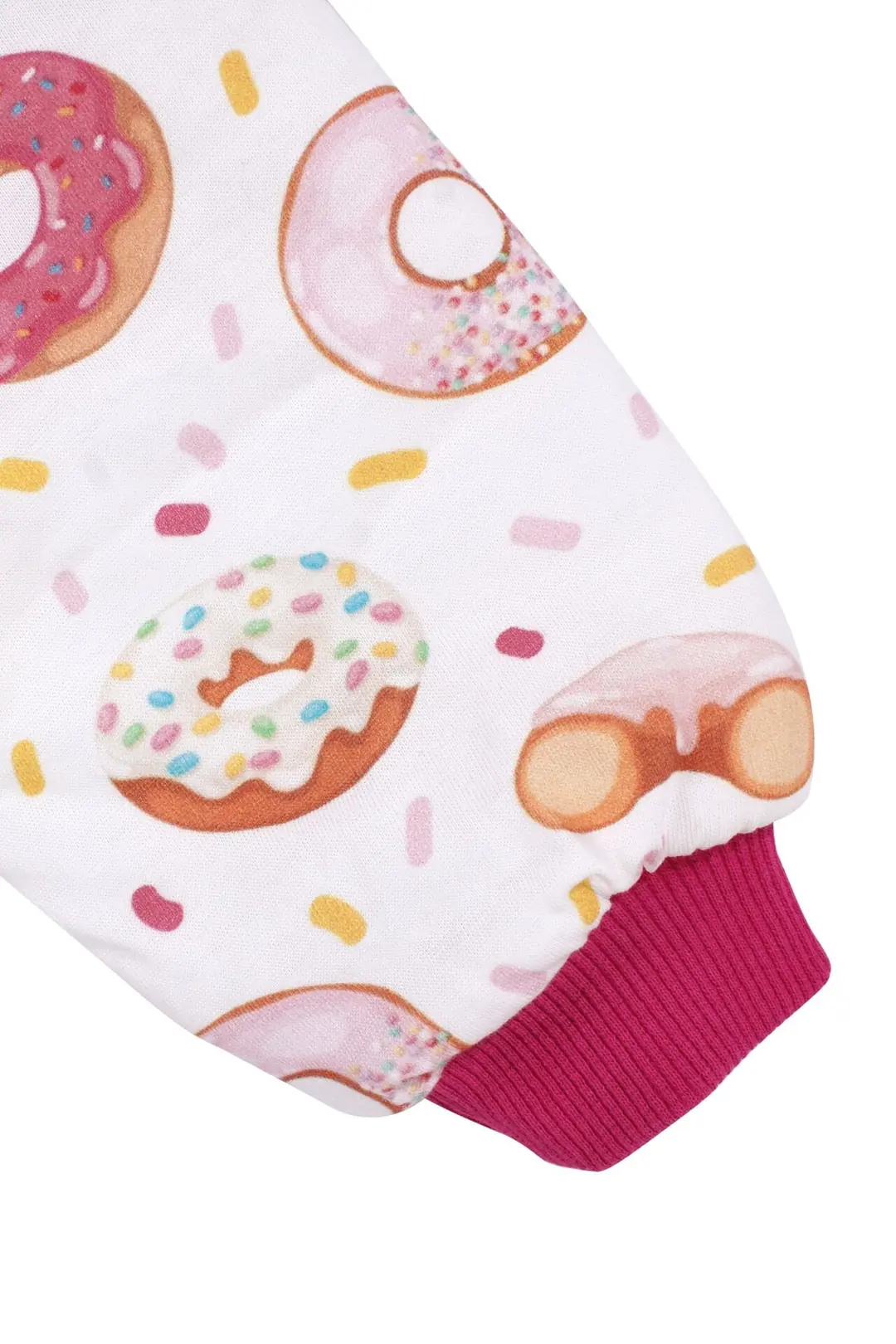 Kız Çoçuk Fuşya Biyeli Pembe Donut Desenli Uyku Tulumu 5