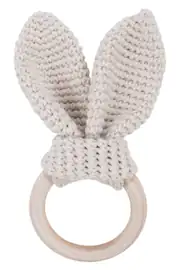 Unisex Bej Tavşan Kulak Amigurumi Diş Kaşıyıcı Amigurumi Oyuncak 1