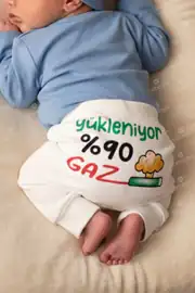 Unisex Ekru Yükleniyor %90 Gaz Baskılı Manşetli Tek Alt 1