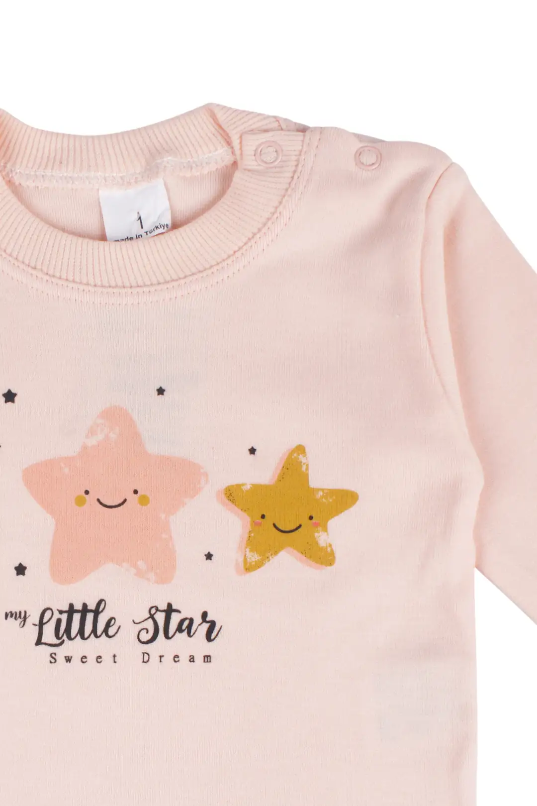 Kız Bebek Somon Yıldızlı Pijama Takımı 3