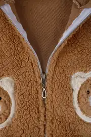 Erkek Bebek Peluş Ayıcık Baskılı Hırka 3