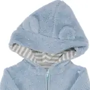 Unisex Mavi Peluş Fermuarlı Kapüşonlu Hırka 2