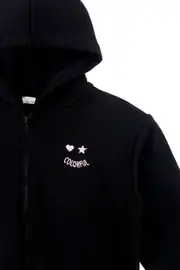 Kız Cocuk Siyah Colorful Kapüşonlu Hırka 3