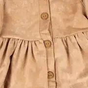 Kız Çocuk Kahve Uzun Kollu Düğmeli Katlı Elbise 2