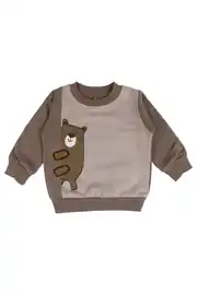 Erkek Bebek Füme Ayıcık Baskılı 2'li Takım 2