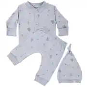 Unisex Gri Koala Desenli Organik Üçlü Pijama Takımı 1