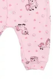 Kız Bebek Pembe Unicorn Desenli Çıtçıtlı Manşetli Tulum 5