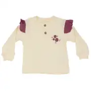 Kız Bebek Ekru Mor Çiçek Desenli Bandanalı 2'li Takım 2