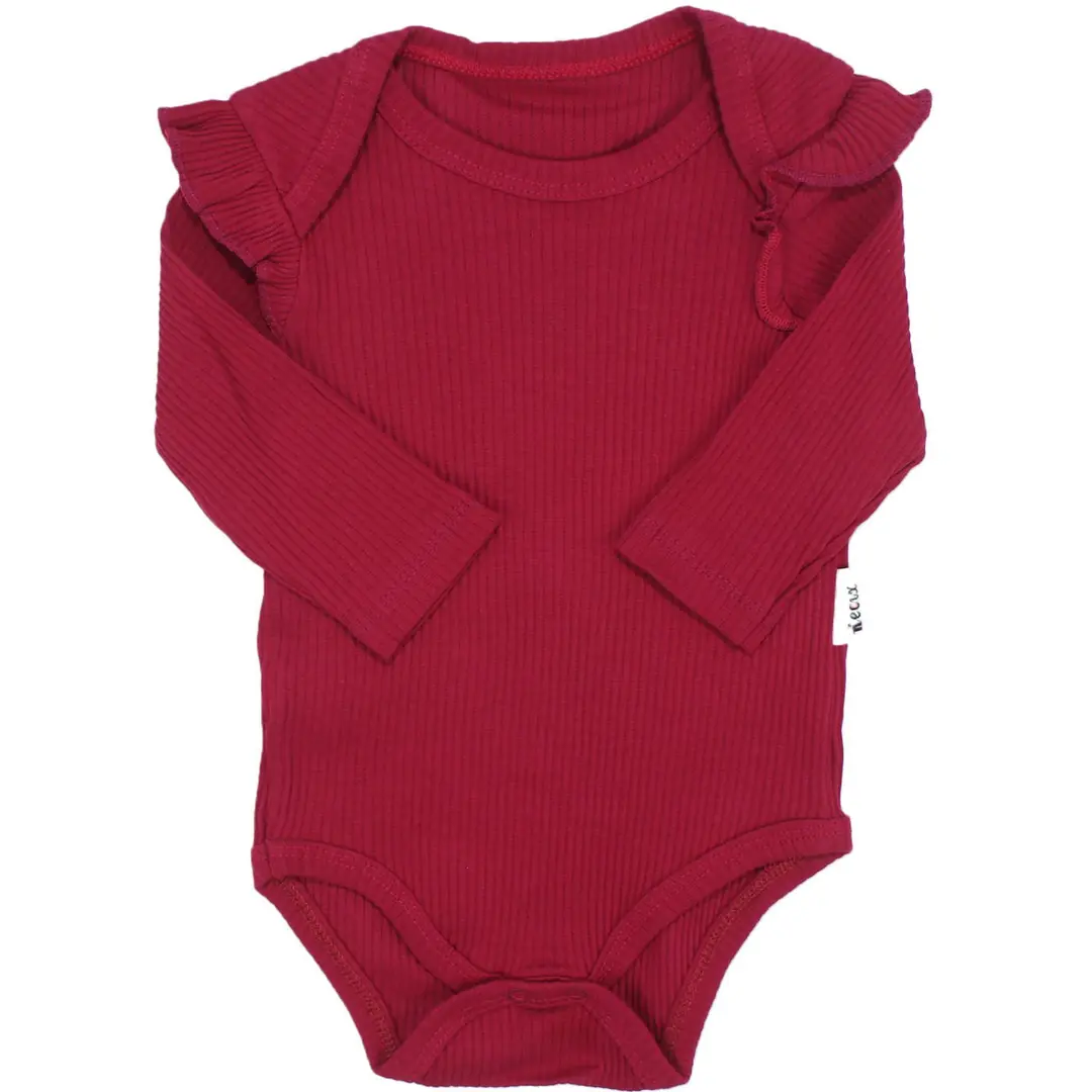 Kız Bebek Fuşya Pembe Omuzları Fırfırlı Kalp Desenli 3'lü Zıbın Set 3