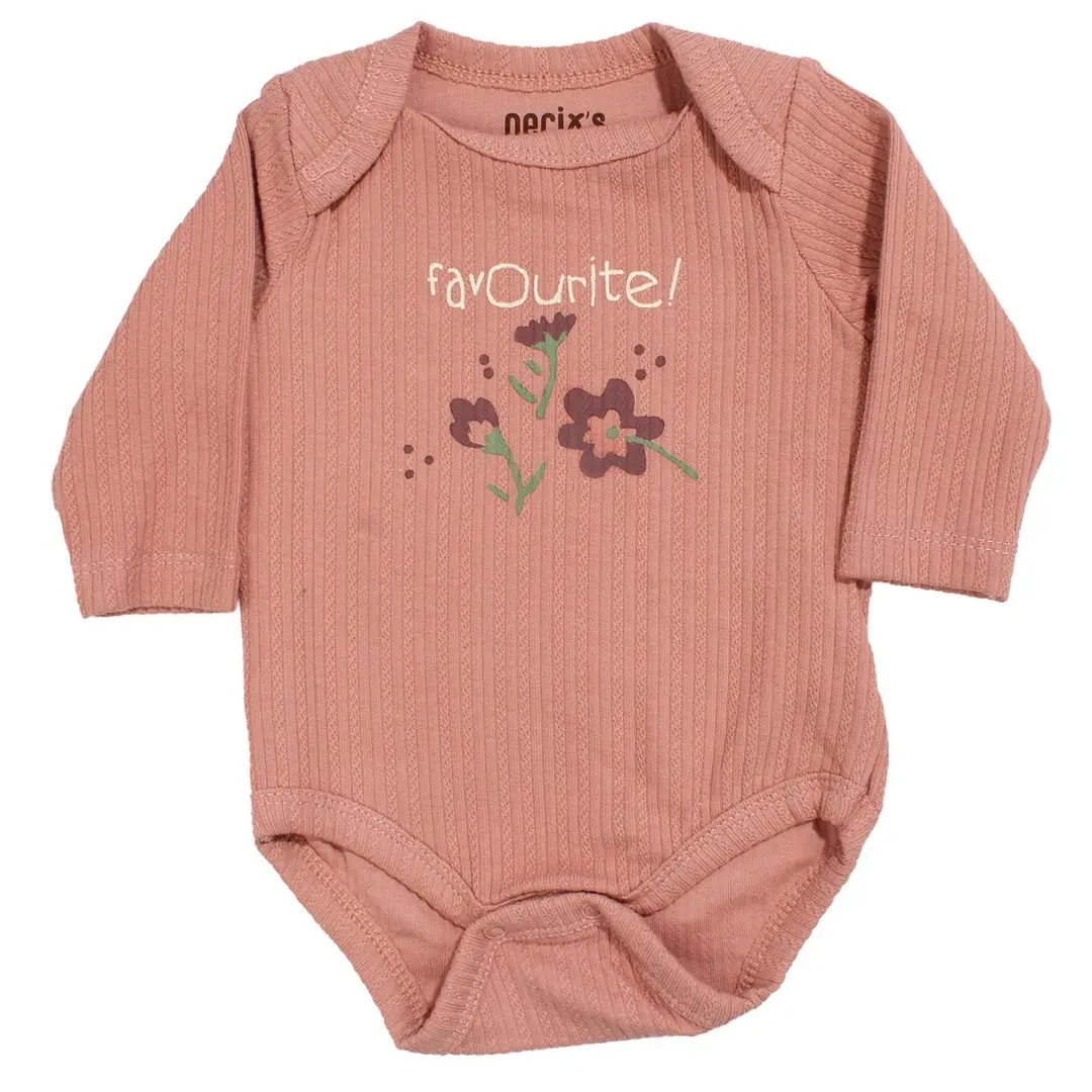 Kız Bebek Ekru Bej Pudra Çiçek Desenli 3'lü Zıbın Set 4