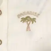 Erkek Çocuk Ekru Bej Palmiye Desenli Hakim Yaka Müslin Gömlek 2'li takım 4