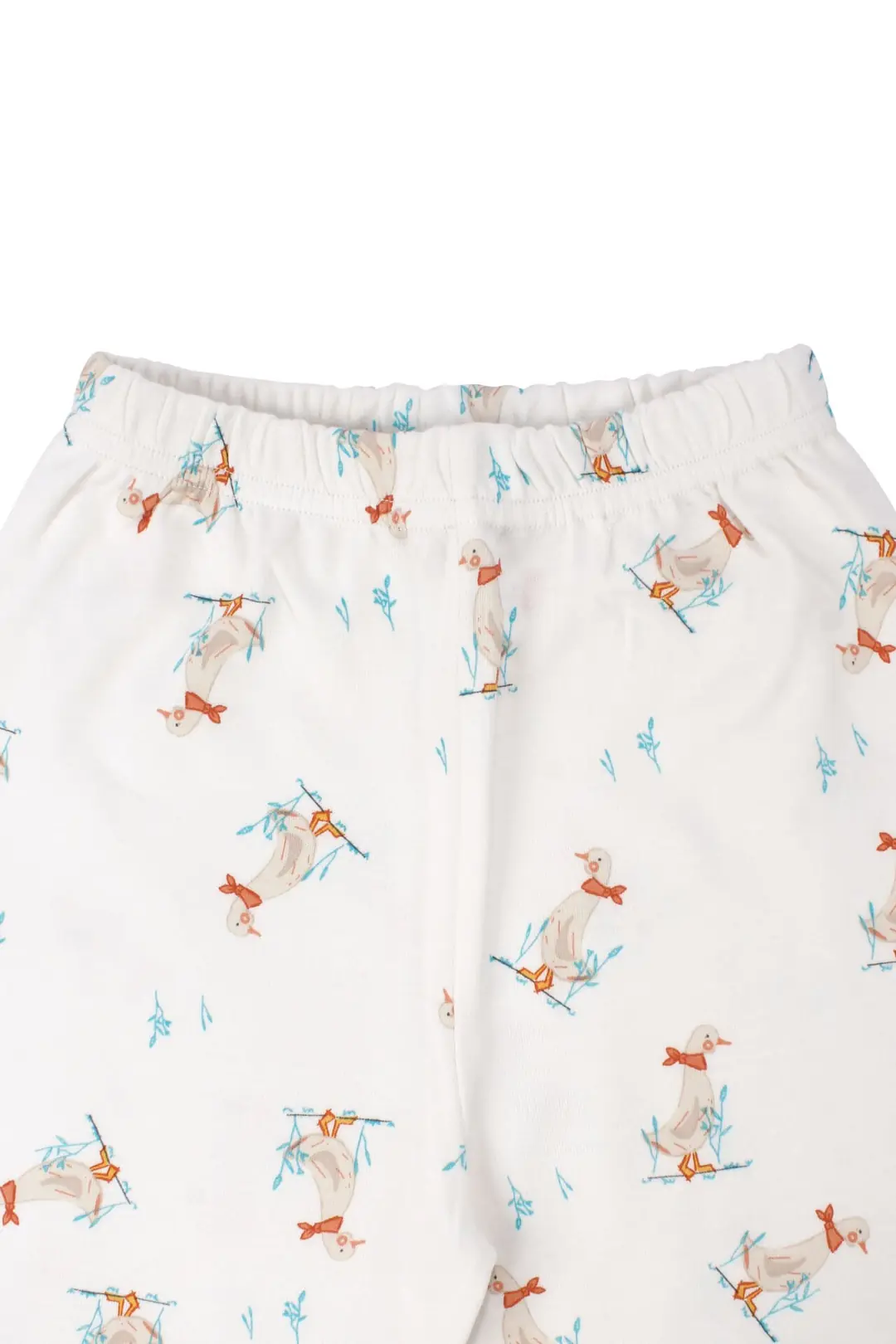 Unisex Ekru Ördek Desenli Çıtçıtlı Pijama Takımı 6