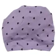 Kız Bebek Lila Siyah Kalp Desenli Penye Bone 2
