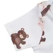 Unisex Ekru Kahve Ceylanlı Desenli Kısa Kol Body Zıbın 6