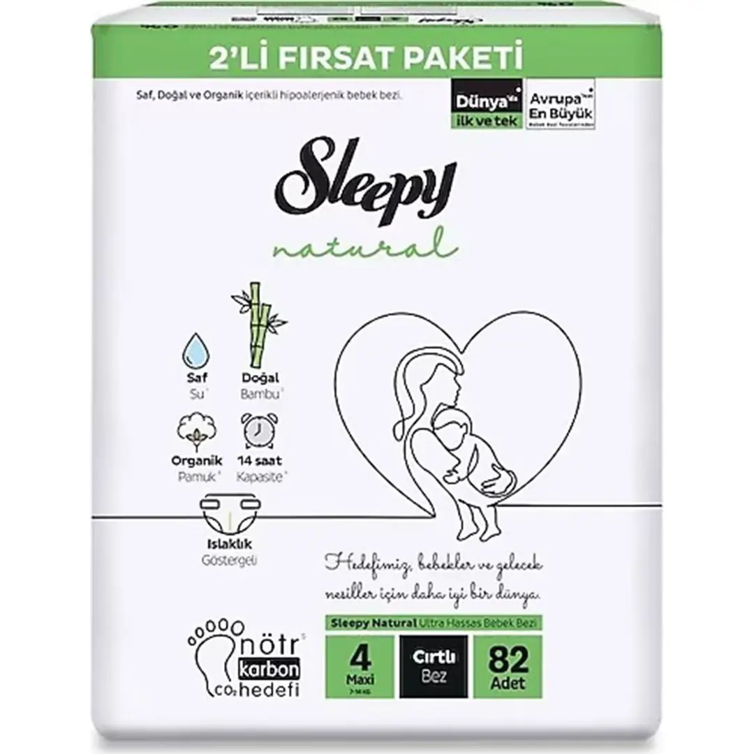 Sleepy Natural Fırsat Paketi Bebek Bezi 4 Maxi Numara 82 Adet 1