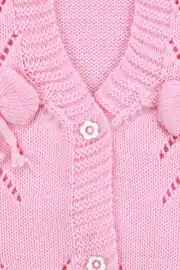 Lüx Pembe Kurdeleli Kız Bebek Triko Yelek 4