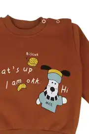 Erkek Bebek Kiremit Siyah Köpek Baskılı 2'li Takım 3