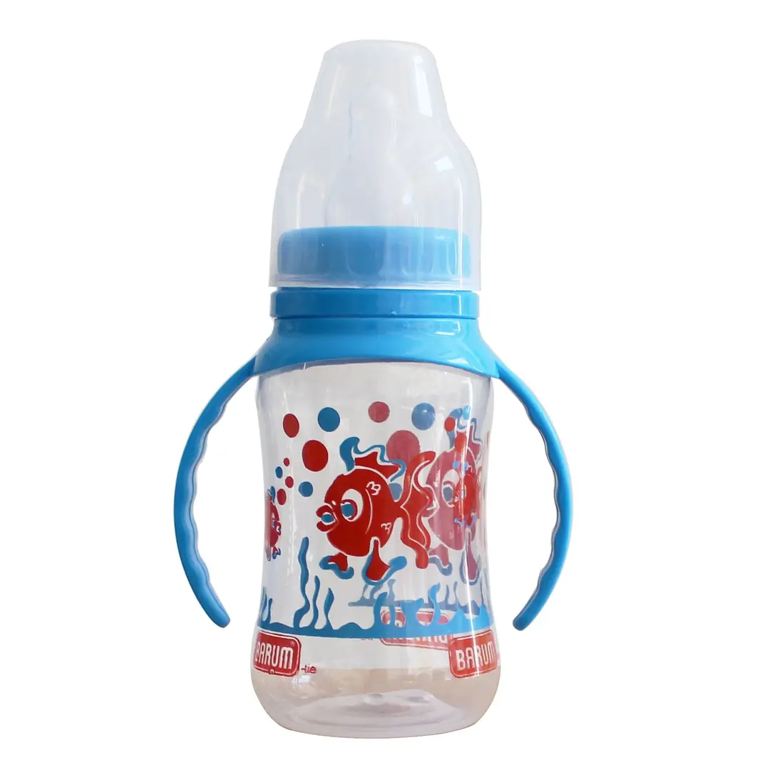 Barum Kırmızı Balıklı Mavi Kulplu Biberon 150 ml