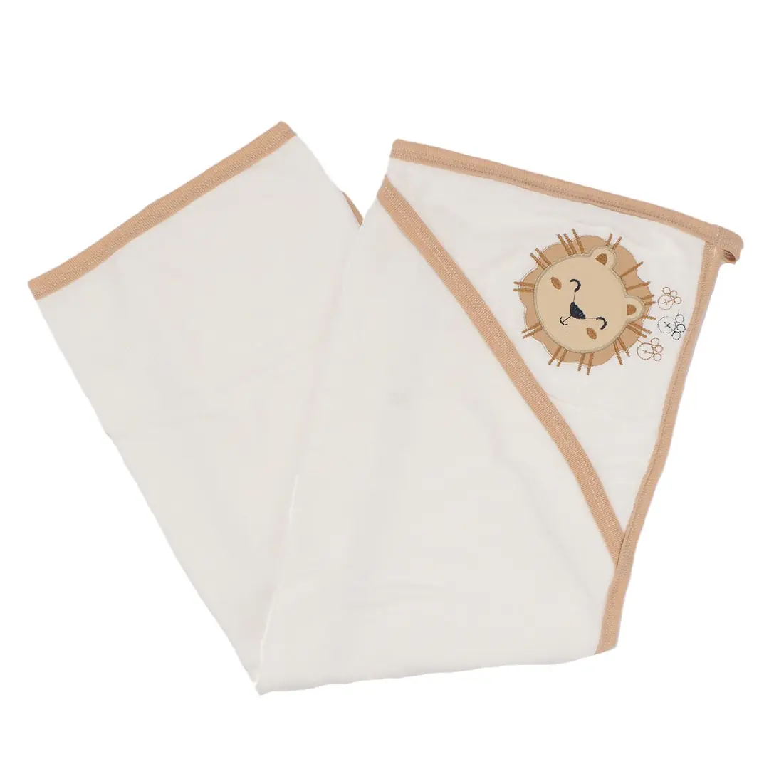 Unisex Ekru Kahve Biyeli Aslan Nakışlı Havlu Lif Set 2