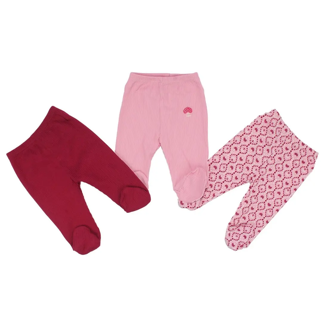 Kız Bebek Fuşya Pembe Kalp Desenli 3'lü Tek Alt Set 1