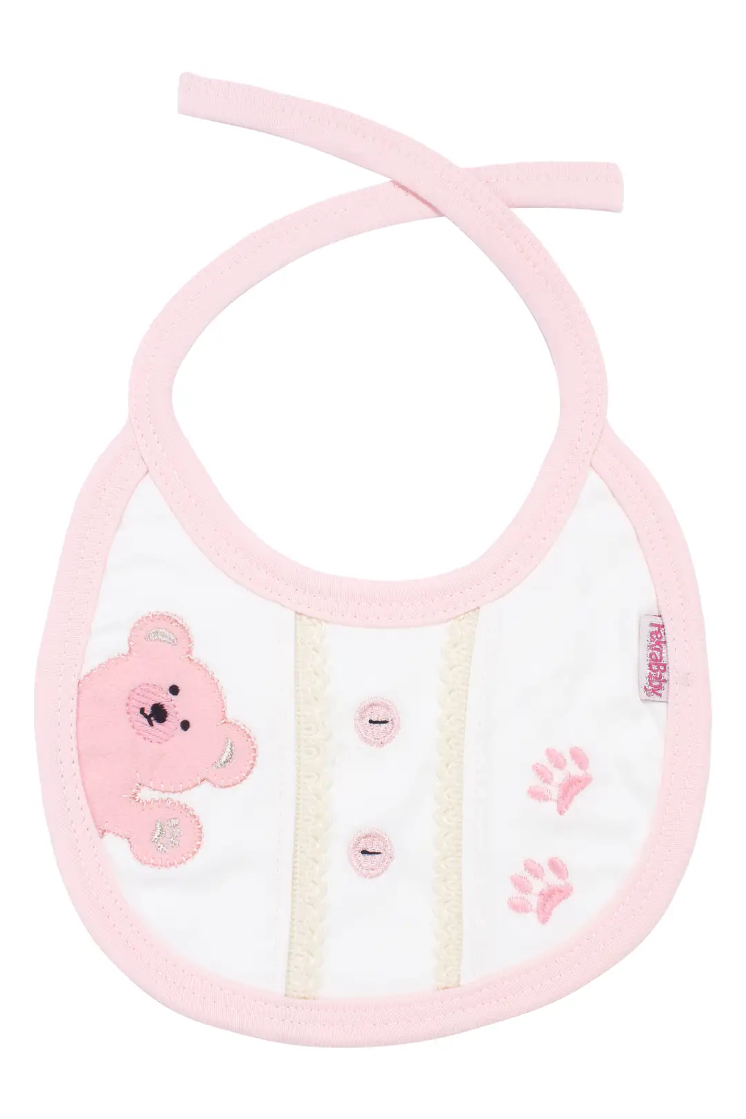 Unisex Pembe Ayı Baskılı Patili Bağlamalı Önlük