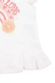 Kız Bebek Ekru Somon Gökkuşağı Fırfırlı Şortlu 2'li Takım 5