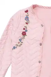Kız Bebek Pembe Laci Koala Çiçek Nakışlı Kapitone Ceketli 3'lü Takım 7