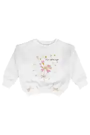 Kız Çocuk Beyaz Kalp Baskılı Sweat 1