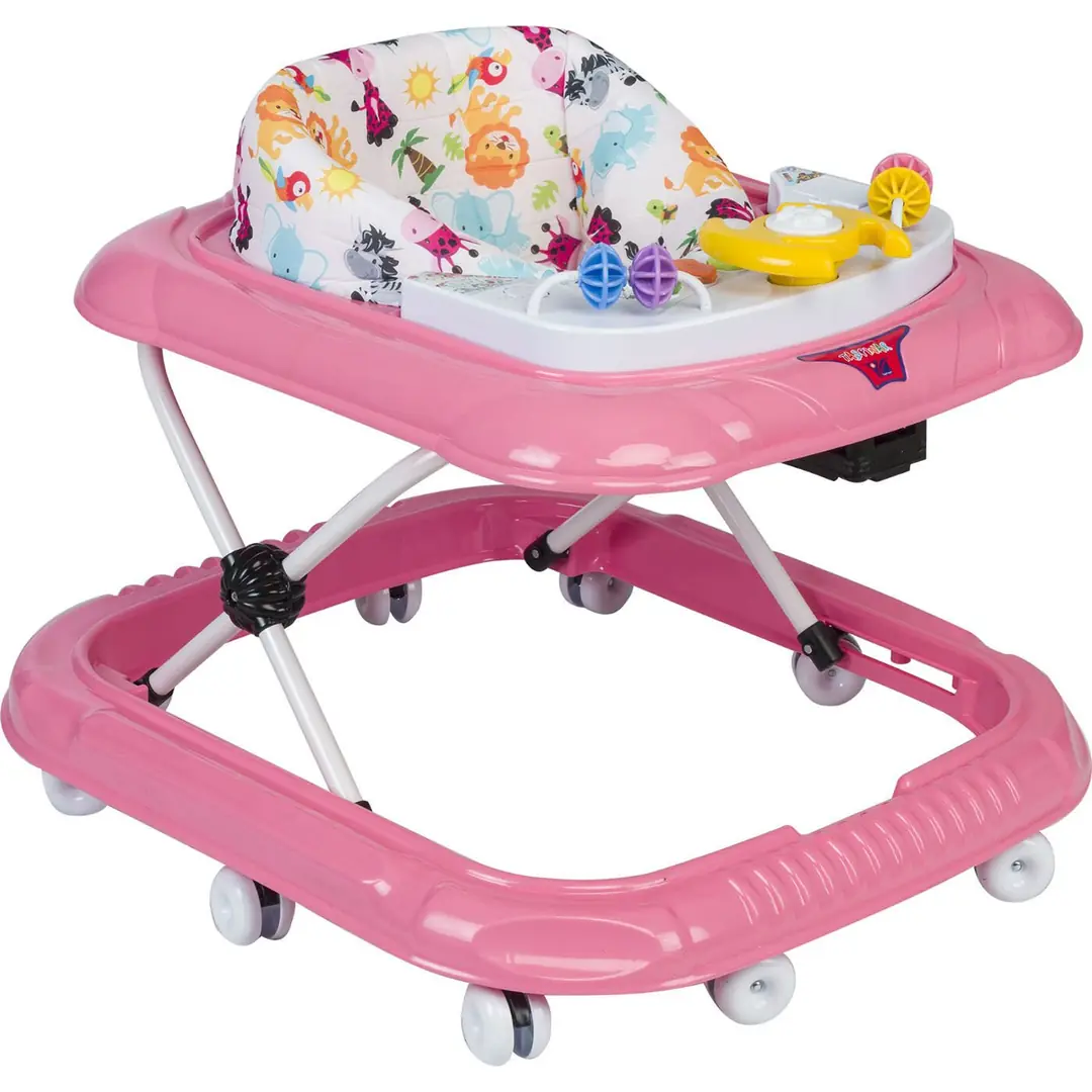 Unisex Hayvan Desenli Pembe Desenli Piyona Tuşlu Melodili Yürüteç