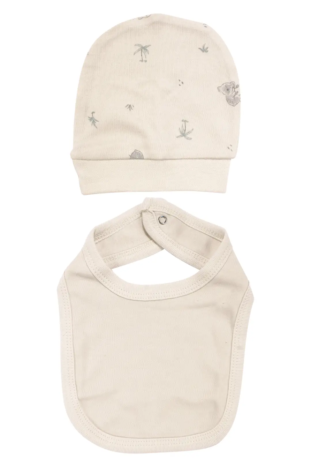 Unisex Bej Koala Desenli Organik 10 Parça Hastane Çıkış Seti 7