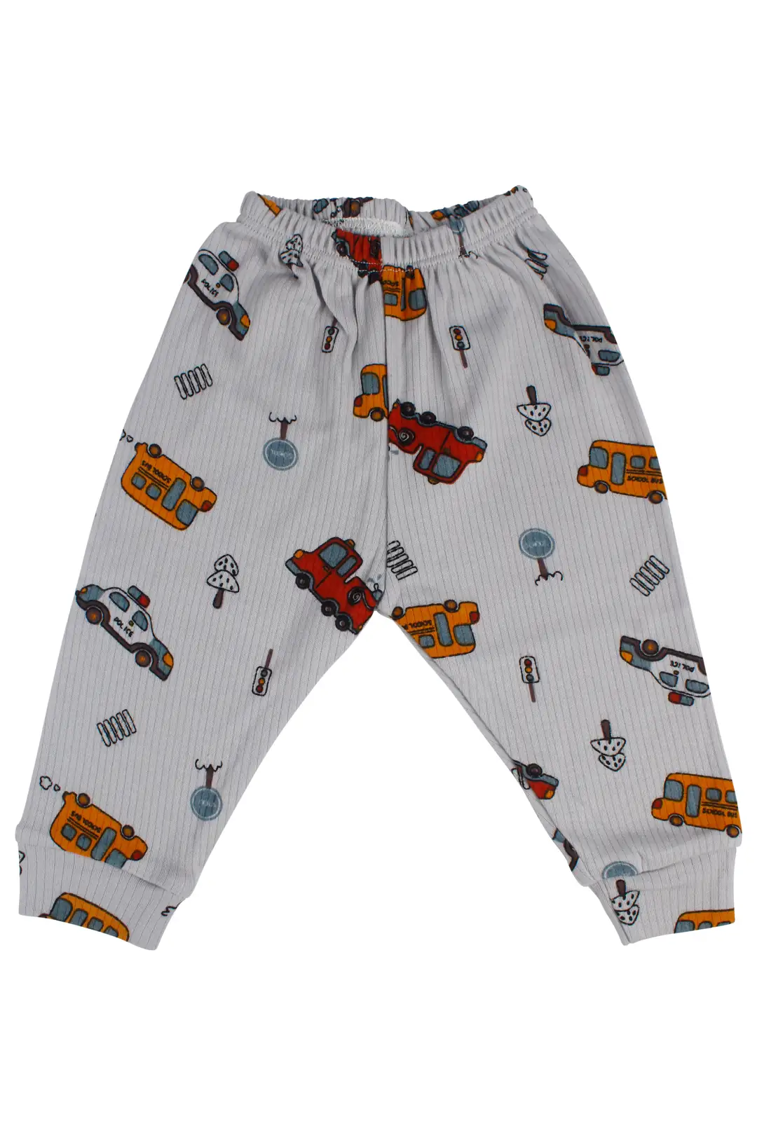Erkek Bebek Gri Araba Baskılı 2'li Pijama Takımı 4
