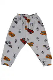 Erkek Bebek Gri Araba Baskılı 2'li Pijama Takımı 4