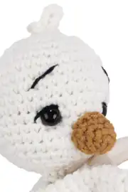 Unisex Ekru Turuncu Ördek Diş Kaşıyıcı Çıngıraklı Amigurumi Oyuncak 3