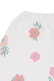Kız Bebek Ekru Pembe Hugs For Mommy Çiçek Baskılı Şortl 2'li Takım 6