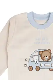 Erkek Bebek Mavi Yeşil Ayıcık Baskılı Pijama Takımı 3