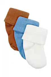 Unisex Beyaz Mavi Kiremit 3'lü Çorap Set 0-6 Ay 1