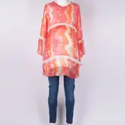 Merjan Turuncu Desenli Şifon Hamile Tunik 1