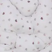 Unisex Pembe Beyaz Kalp Desenli Çift Taraflı Puset Ve Bebek Arabası Minderi 2