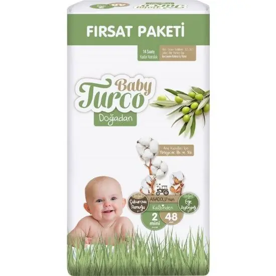 Baby Turco Doğadan Fırsat Paketi Bebek Bezi 2 Numara 48 Adet