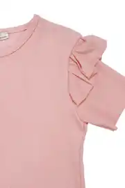 Kız Çocuk Somon Kolları Fırfırlı Çicek Nakışlı Bürümcük 2 li Takım 4