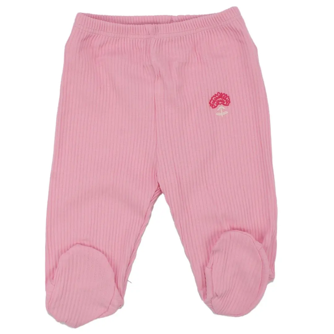 Kız Bebek Fuşya Pembe Kalp Desenli 3'lü Tek Alt Set 4