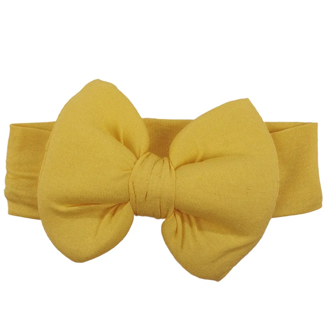 Kız Bebek Büyük Fiyonklu Sarı Bandana