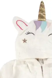 Kız Çocuk Ekru Renkli Unicorn Kapüşonlu Bornoz 2