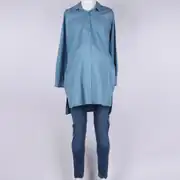İndigo Düğmeli Hamile Gömlek 1