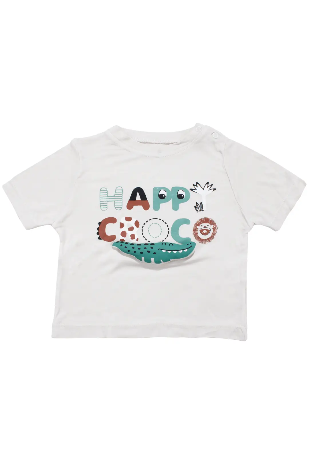 Erkek Bebek Ekru Siyah Happy Timsahlı Şortlu 2'li Takım 3