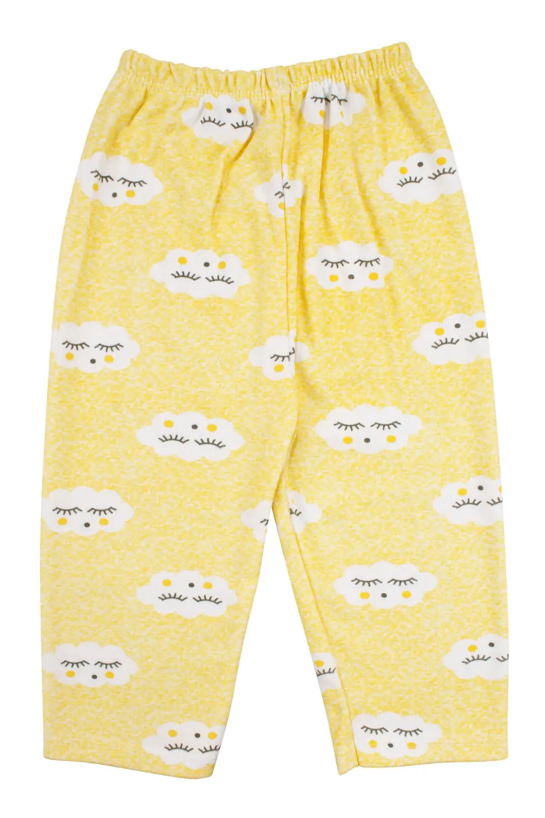 Bulut Desenli Alt Üst Sarı 2'li Pijama Takım 5