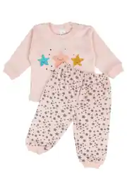 Kız Bebek Somon Yıldızlı Pijama Takımı 1