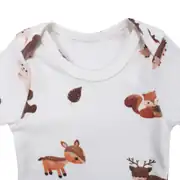 Unisex Ekru Kahve Ceylanlı Desenli Kısa Kol Body Zıbın 5
